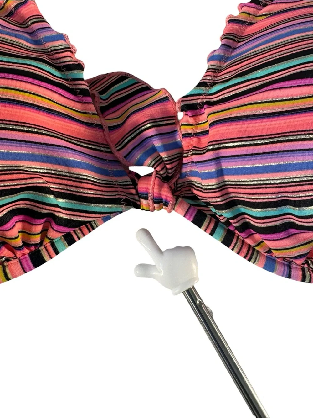 Victoria’s Secret The Fabulous Bikini Top 32D Striped Push Up Halter Y2K